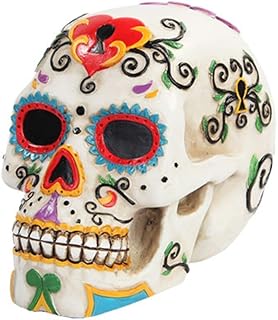 PTC PTC 5.5 Inch Multicolor Patterned Day of The Dead Skull Statue Figurine  - Image 1