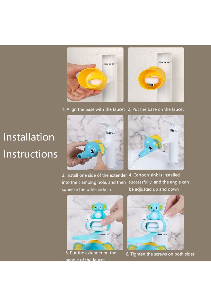 SYOSI - Faucet Extender for Toddlers Elephants Faucet Handle Extender Set ABS Material, Cartoon Faucet Extender for Kids Baby Easy to Use Animal Water Tap Extenders for Toddler Boy Girlb 2 PCS - Image 1