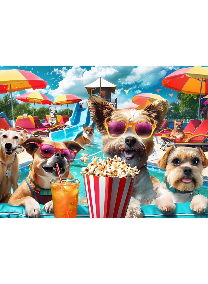 لعبة بازل مكونة من 1000 قطعة للبالغين والأطفال، لعبة بازل كلاب في مدينة الملاهي، لعبة بازل كلاب صغيرة ممتعة، لعشاق الحيوانات الأليفة، بازل تحدي للأصدقاء وعائلة في ليالي الألعاب هدايا. - Image 1