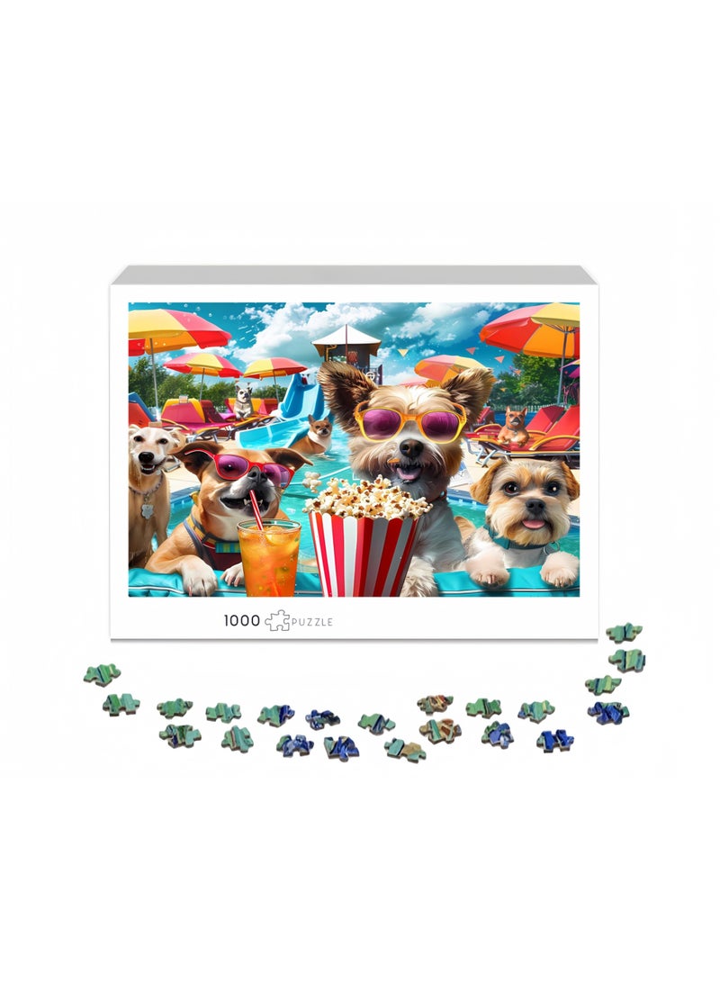 لعبة بازل مكونة من 1000 قطعة للبالغين والأطفال، لعبة بازل كلاب في مدينة الملاهي، لعبة بازل كلاب صغيرة ممتعة، لعشاق الحيوانات الأليفة، بازل تحدي للأصدقاء وعائلة في ليالي الألعاب هدايا. - Image 2