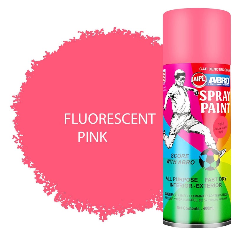 Abro SP-1002 Multipurpose Colour Spray Paint Can (400ml, Fluorescent Pink) DIY Quick Drying for Metal, Wood, Walls, Automotive Cars and Bikes - Image 2