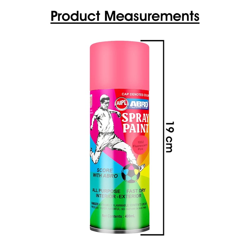 Abro SP-1002 Multipurpose Colour Spray Paint Can (400ml, Fluorescent Pink) DIY Quick Drying for Metal, Wood, Walls, Automotive Cars and Bikes - Image 4