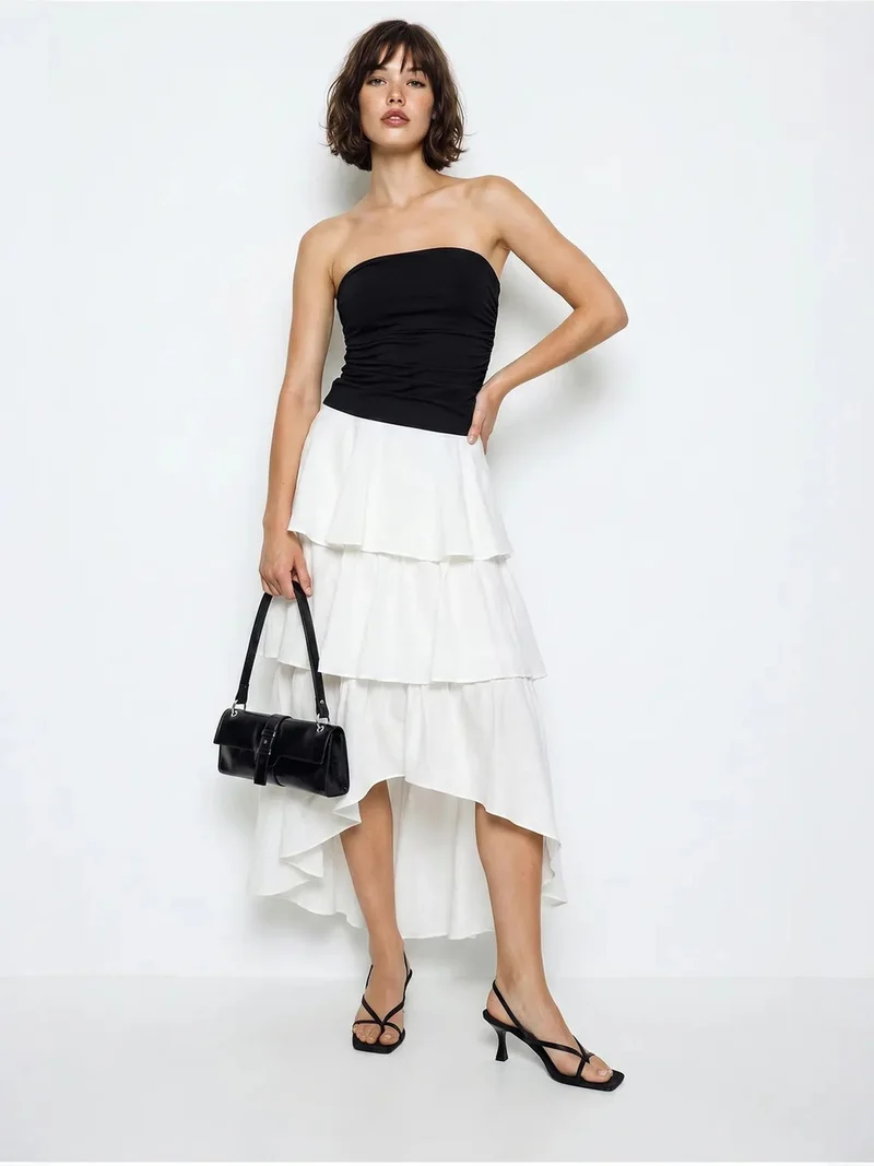 بيانكو لوتشي LUCCI High-Waist Cotton Poplin Midi Skirt