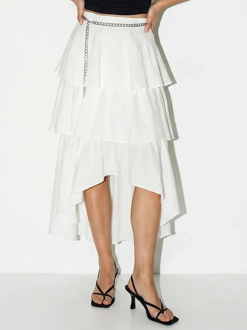 بيانكو لوتشي LUCCI High-Waist Cotton Poplin Midi Skirt