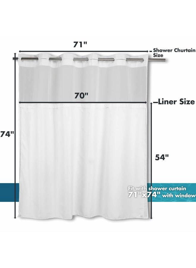 River Dream Snap in Fabric Shower Curtain Liner Replacement - 70" W x 54" H White with Mangnets-Detachable Liner - Image 3