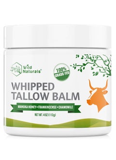 Wild Naturals Whipped Tallow Balm 100 Grass Fed Beef Tallow and Honey Balm for Face and Body Unscented Face Moisturizer AntiAging and Dry Skin Relief NonGreasy AllNatural 4oz