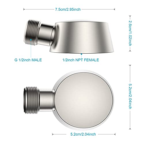Lavatrum Wall Mounted Supply Elbow, Solid Brass Round Wall Supply Elbow with Check Valve (Brushed Nickel) - Image 4
