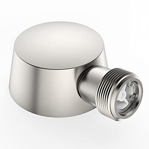 Lavatrum Wall Mounted Supply Elbow, Solid Brass Round Wall Supply Elbow with Check Valve (Brushed Nickel) - Image 1