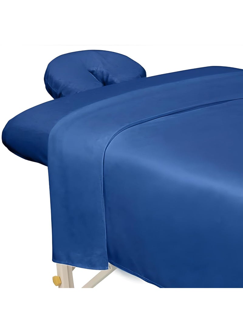 ForPro Professional Collection ForPro Professional Collection Premium Microfiber 3Piece Massage Sheet Set Ocean Blue UltraLight Stain and WrinkleResistant Includes Flat Fitted Sheet and Massage Face Rest Cover 