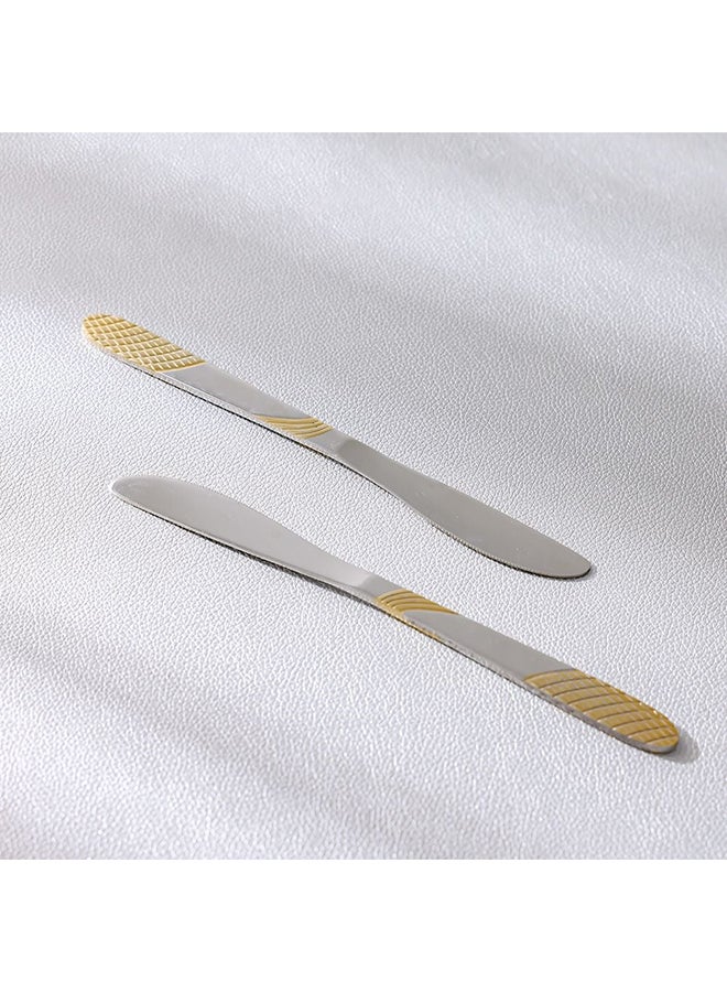 DANUBE HOME Sigma Base 2-Piece Dinner Knife Set – Premium Stainless Steel with Ergonomic Design, Durable Dinner Knives Perfect for Home, Restaurants & Formal Dining 21.5 Cm Silver/Gold - Image 1