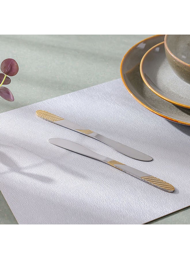 DANUBE HOME Sigma Base 2-Piece Dinner Knife Set – Premium Stainless Steel with Ergonomic Design, Durable Dinner Knives Perfect for Home, Restaurants & Formal Dining 21.5 Cm Silver/Gold - Image 3