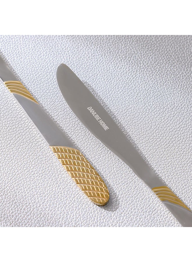 DANUBE HOME Sigma Base 2-Piece Dinner Knife Set – Premium Stainless Steel with Ergonomic Design, Durable Dinner Knives Perfect for Home, Restaurants & Formal Dining 21.5 Cm Silver/Gold - Image 2