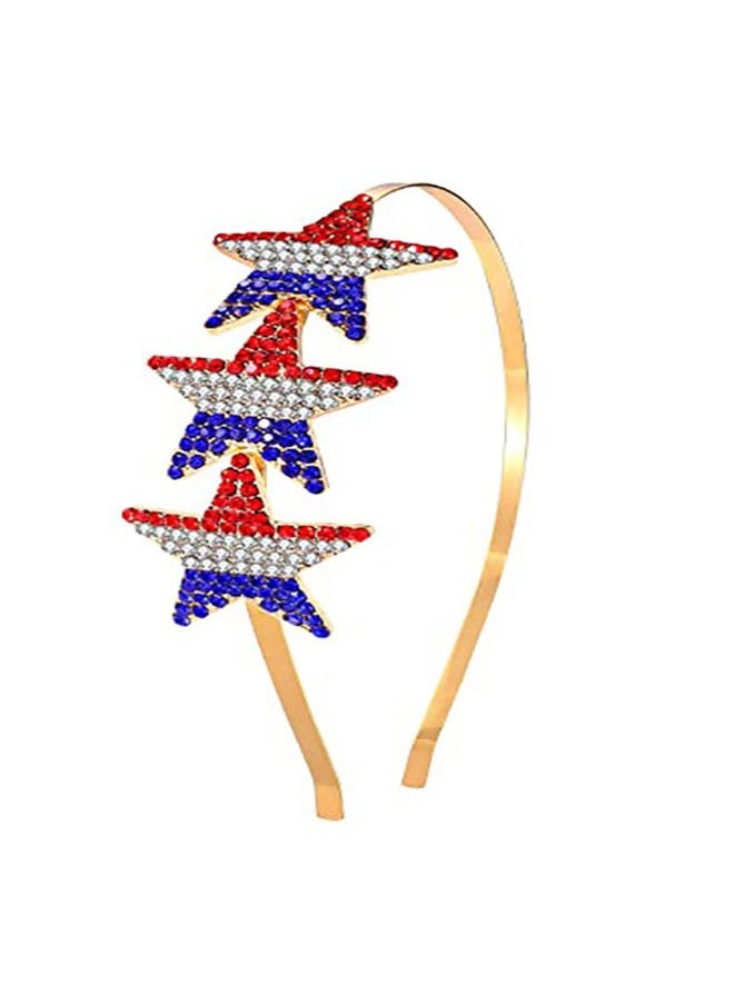 Soochat - 4th of July Star Headband Patriotic Hairband Crystal Red White Blue Star Hair Hoop for Independence Day Party Hair Accessory - Image 1
