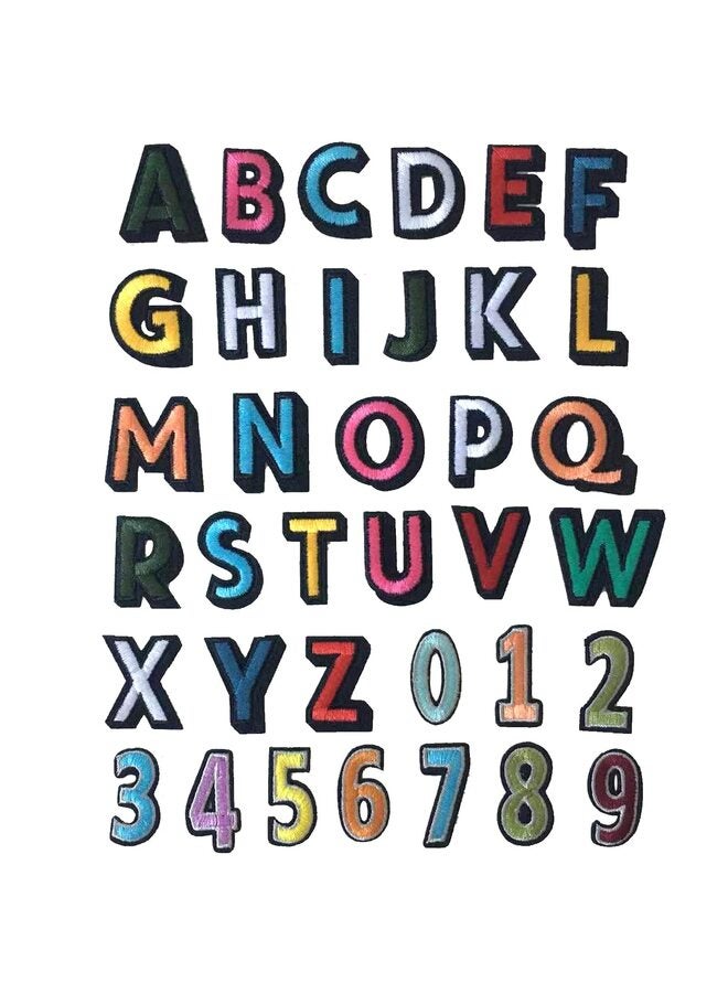 36 PCS Iron on Letters and Numbers Patches, Colorful Letter Patches Alphabet Embroidered Patch A-Z, Numbers 0-9 Applique for Clothes, Dress, Hat, Socks, Jeans, DIY Accessories - Image 1