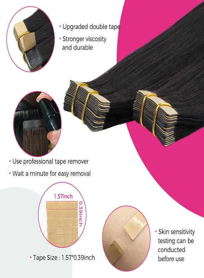 Lashey Yaki Straight Tape in Hair Extensions Human Hair 40pcs 100g Tape ins Extensions 20 Inch Natural Black Invisible Double-Side Hair Extensions - Image 4