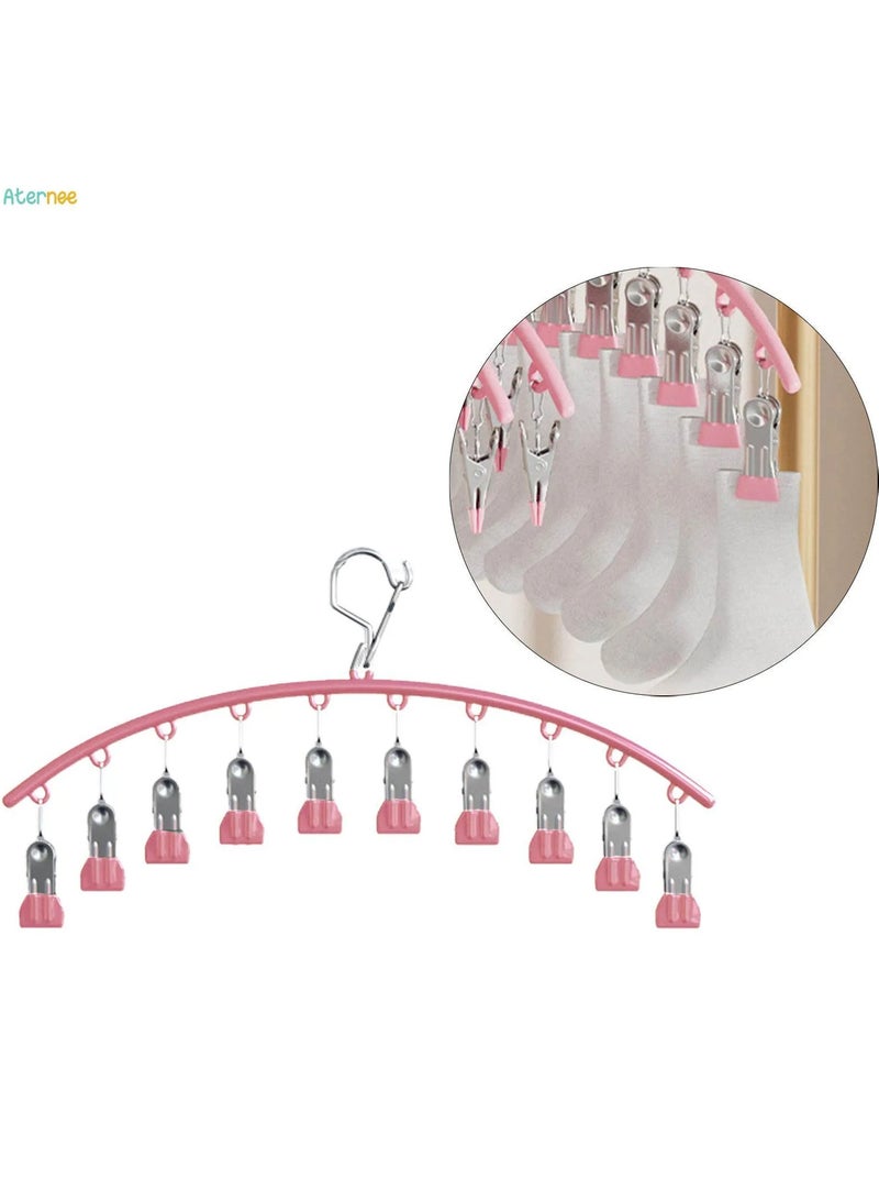 Spaceshoop Clothes Hanger with 10 Clips  Hanger Windproof Durable Laundry Clip Drip Drying Hanger for Drying Tie Scarfs Hats Lingerie - Image 2