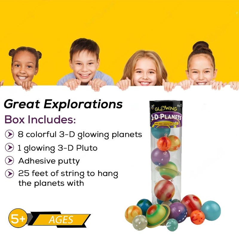 University Games Great Explorations, 3D Glow in the Dark Planets in a Tube, Ages 5 and Up - Image 2
