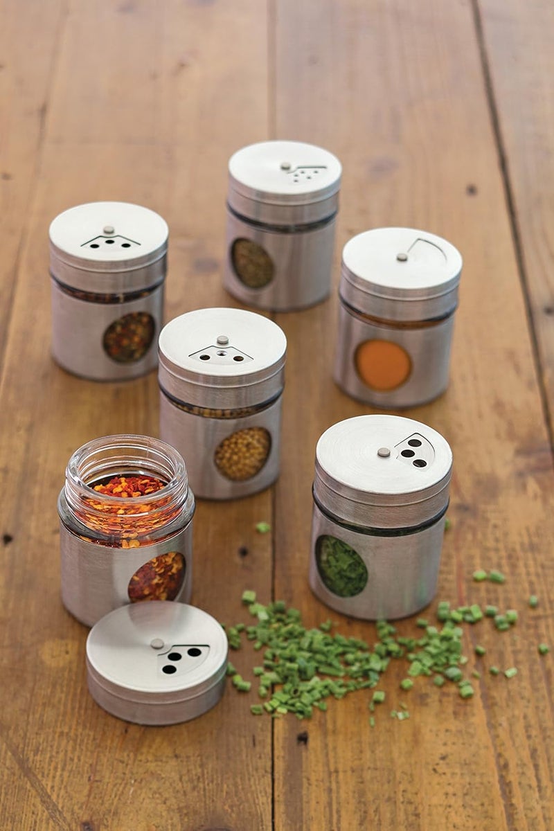 KitchenCraft KCSPJARSET Home Made Herb and Spice Jars with Recipe in Gift Box, Stainless Steel, Set of 6, Silver - Image 3