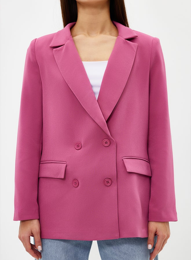 trendyol Pink Regular Lined Double Breasted Closure Woven Blazer Jacket - Image 4