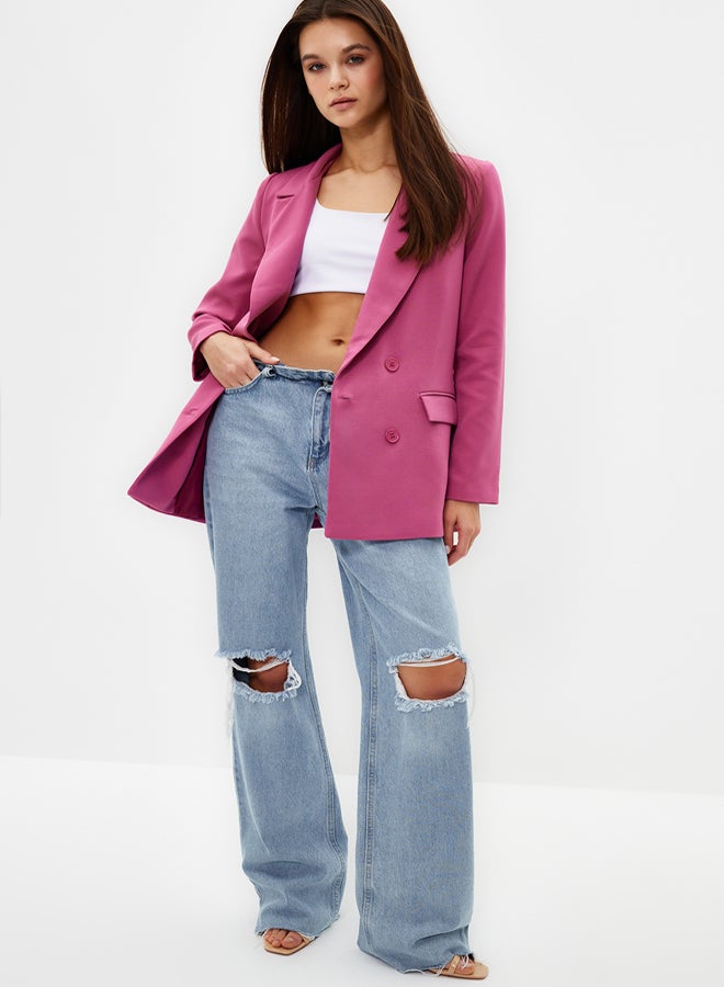 trendyol Pink Regular Lined Double Breasted Closure Woven Blazer Jacket - Image 2