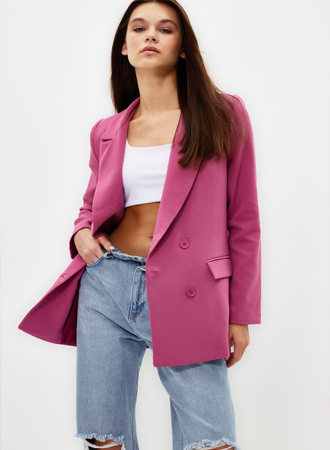trendyol Pink Regular Lined Double Breasted Closure Woven Blazer Jacket - Image 1