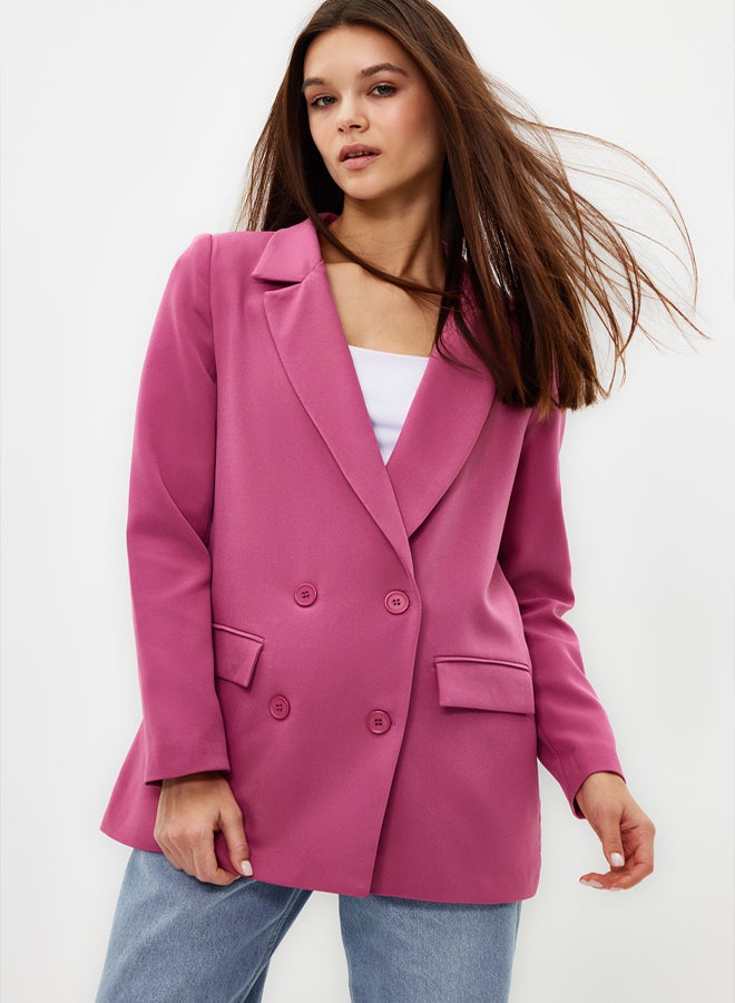 trendyol Pink Regular Lined Double Breasted Closure Woven Blazer Jacket - Image 3