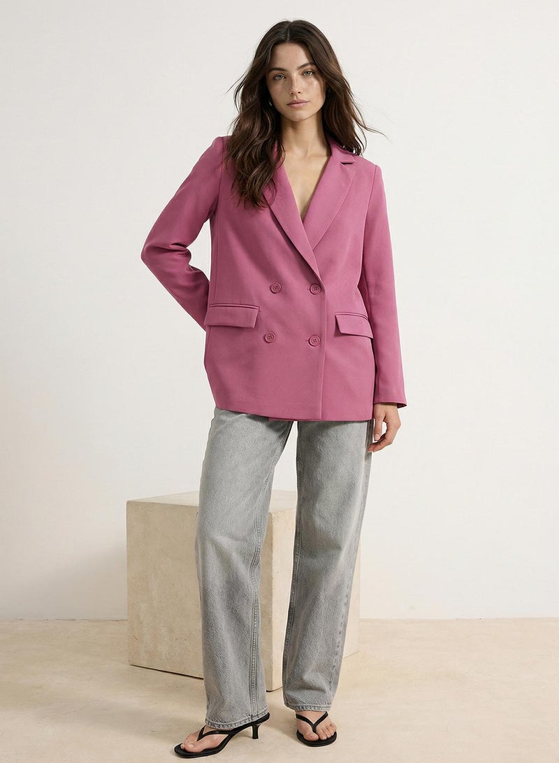 trendyol Pink Regular Lined Double Breasted Closure Woven Blazer Jacket - Image 2