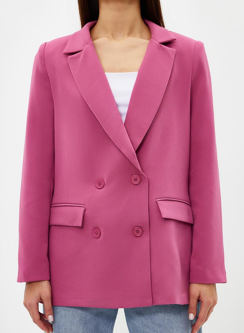 trendyol Pink Regular Lined Double Breasted Closure Woven Blazer Jacket - Image 5