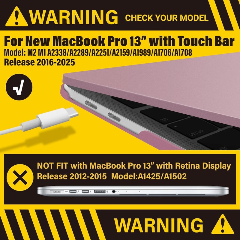 I Benzer Compatible with 2025 2024 M2 MacBook Pro 13 Inch Case 2025-2016 M1 A2338 A2289 A2251 A2159 A1989 A1706 A1708, Hard Shell Case & Keyboard Cover for Mac Pro 13, Rose Gold, T13MPK+1C - Image 3