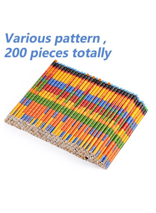 Kolewo4ever Kolewo4ever 200 Pieces Building Block Wood Pencils Colorful Round Pencils with Top Erasers Kids Birthday Goody Bag Bulk Filler for Exams School Office Sketching Learning Activities (200) - Image 2