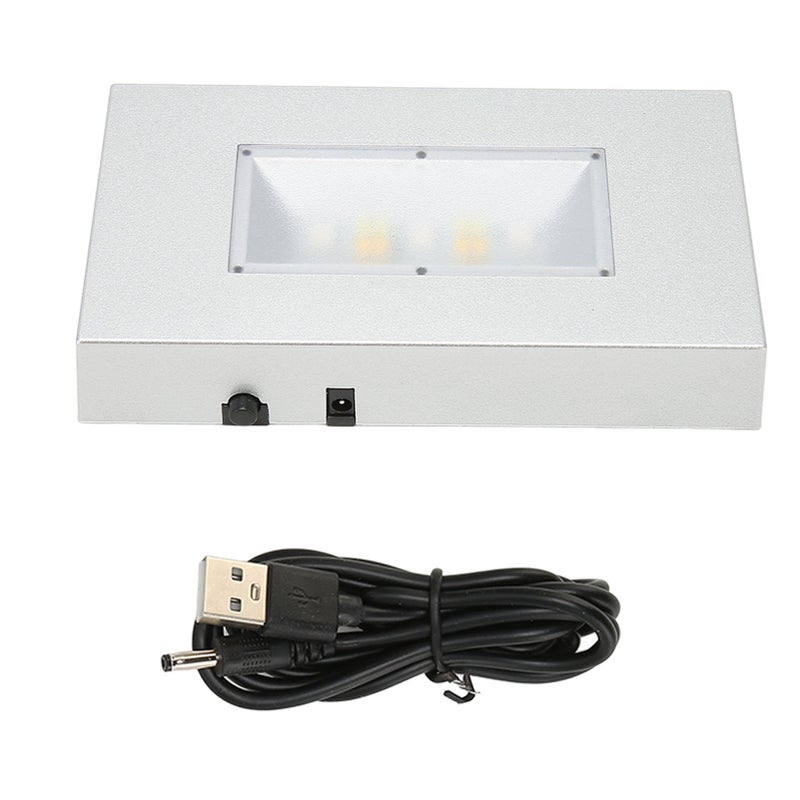 LED Light Stand Base USB Powered Multi Lighting Modes Rectangular Light Display Base for Crystal Silver - Image 1