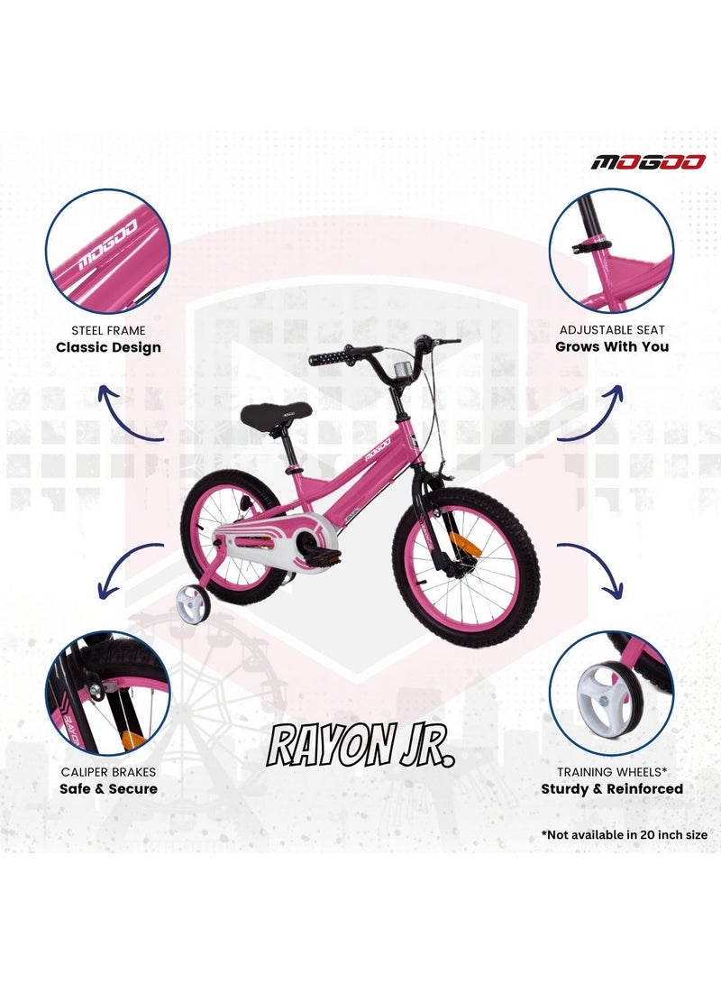 موجو دراجة Rayon Junior للأطفال مقاس 12 بوصة | حجم العجلة 12 بوصة | مقعد قابل للتعديل | مُجمَّعة بالكامل بنسبة 100% | للأطفال | لون وردي - Image 3