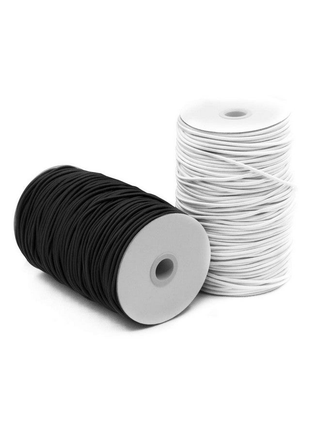 سورس تون عبوة من قطعتين من حبل مرن قابل للتمدد، 2 مم، 5/64 بوصة، حبل مرن من SourceTon (أسود وأبيض، 55 ياردة)، رائع للحرف اليدوية وربطات الشعر والاستخدامات المنزلية - Image 1