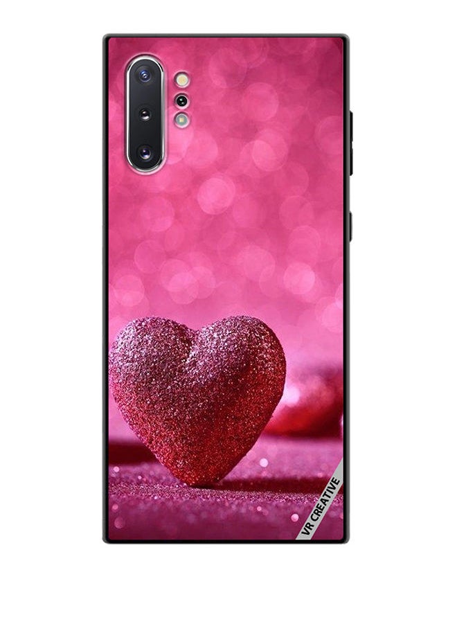 VR CREATIVE - Protective Case Cover For Samsung Galaxy Note10 Plus 5G Glitter Heart on a Pink Background Design Multicolour - Image 1