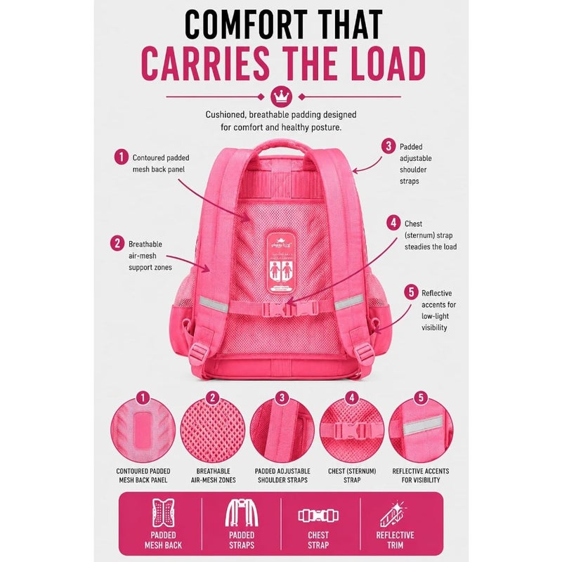Rolling School Backpack with 3 Wheel Trolley, Detachable School Bag, School Bag for Girls and,Wheeled Bookbag with Pencil Case, Large Capacity - Image 4