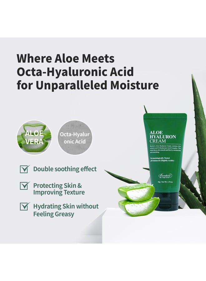 BENTON Aloe Hyaluron Cream 50g (1.76 oz.) - Aloe Leaf Water & Hyaluronic Acid Contained Soothing and Moisturizing Facial Cream, for Dryness and Itchy Senstivie Skin - Image 3