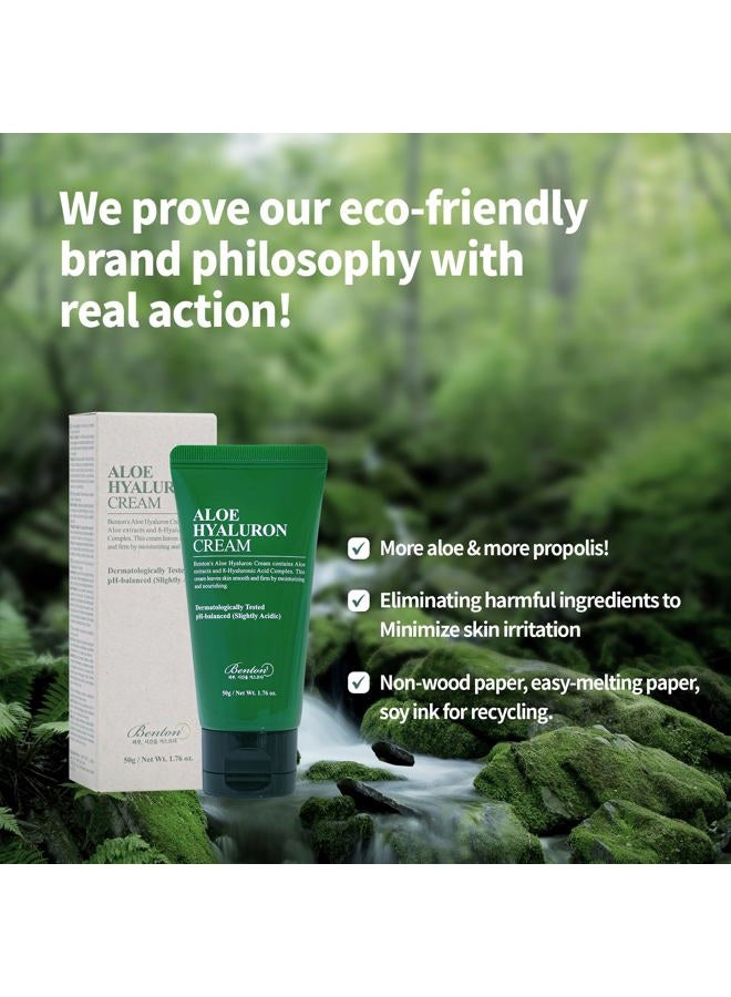 BENTON Aloe Hyaluron Cream 50g (1.76 oz.) - Aloe Leaf Water & Hyaluronic Acid Contained Soothing and Moisturizing Facial Cream, for Dryness and Itchy Senstivie Skin - Image 4