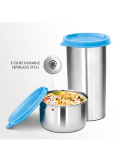 Milton MILTON Tasty 4 Stainless Steel Lunch Box with 4 Containers, (1-200 ml, 2-320 ml Each, 1-500 ml) and 1 Tumbler, 530 ml, Cyan  - Image 4