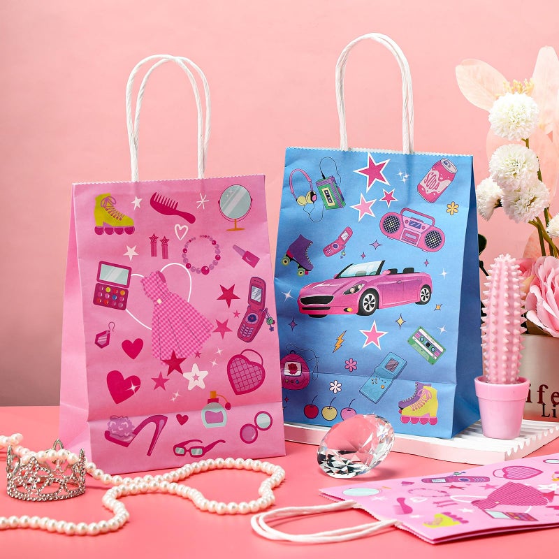 Dansydaisy 24 Pcs Hot Pink Goodie Bags Princess Gift Princess Party Favor Cute Candy Treat Bags with Handles for Birthday Party Favor Supplies Decorations - Image 4