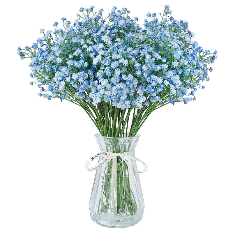 LYLYFAN Babys Breath Artificial Flowers12 Pcs Gypsophila Real Touch Flowers for Wedding Party Home Garden Decoration Blue