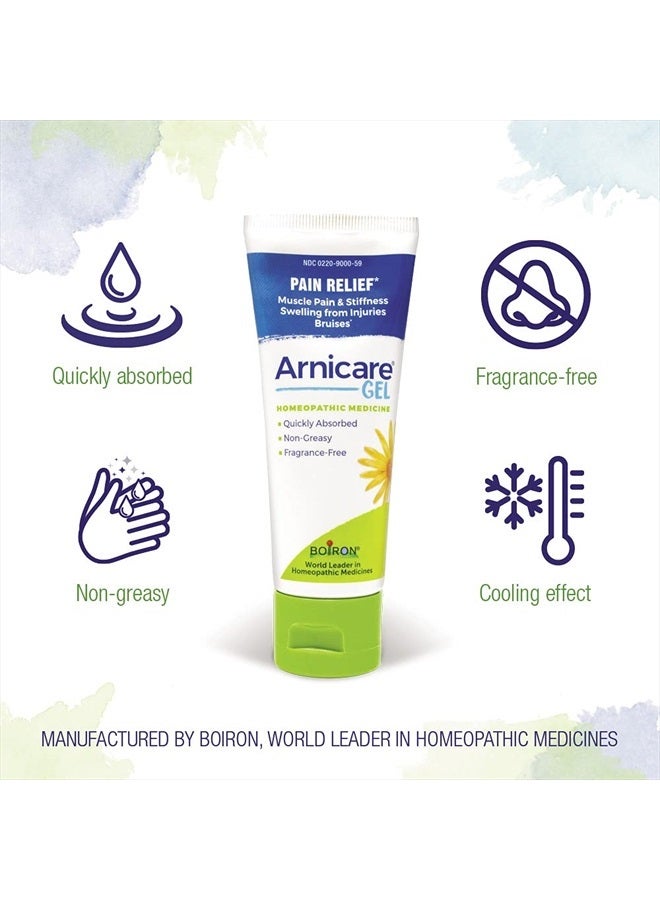 Boiron Arnicare Gel for Relief of Joint Pain, Muscle Pain, Muscle Soreness, and Swelling from Bruises or Injury - Non-greasy and Fragrance-Free - 2.6 oz (Horizontal)  - Image 4