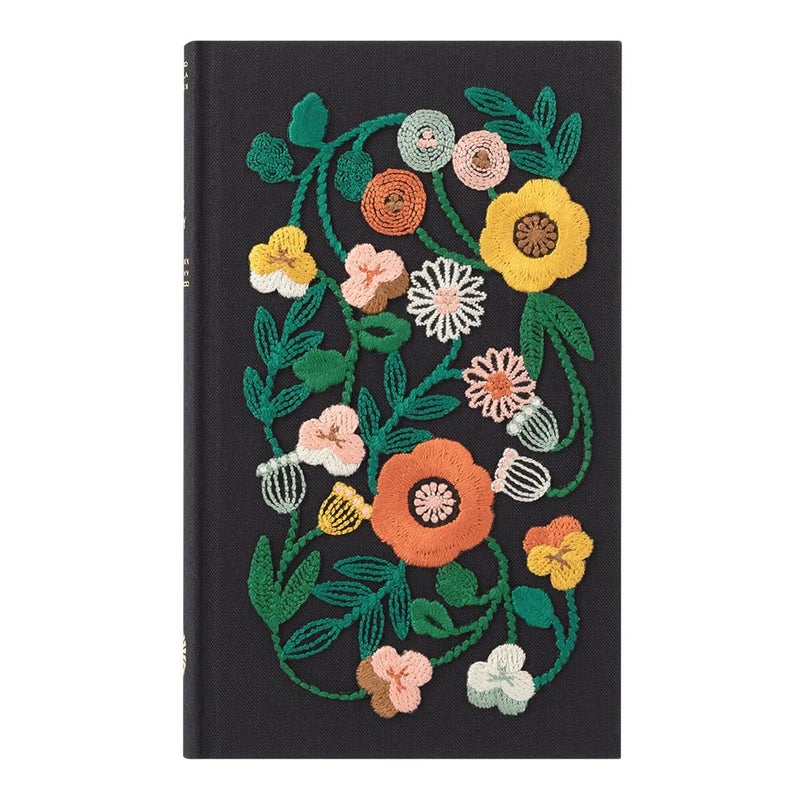 Midori 12707006 Diary, 5 Year Consecutive Embroidery, Floral Print, Black - Image 2