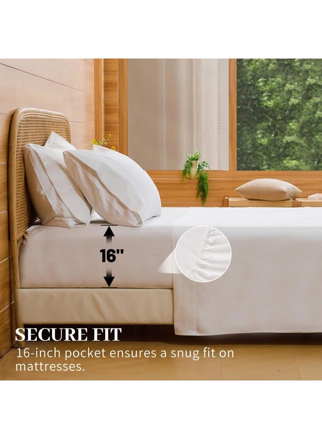 Bedlifes Egyptian Cotton Sheets 1000 Thread Count King Size, 4-Piece 16" Deep Pocket - Cooling & Breathable Ultra Soft Bedding for Hotel Comfort (White) - Image 4