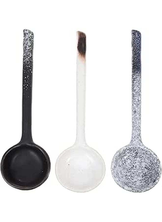 3pcs Ceramic Soup Spoons Long Handle Large Capacity Non Stick Serving Flatware Set - Image 1