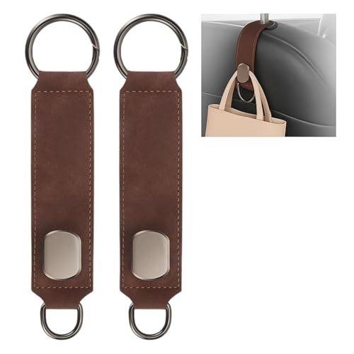 Nibbler Set of 2 Car Seat Hooks, Car Seat Back Storage Hook, Headrest Hooks for Car, Car Hooks for Purses and Bags (Brown) - Image 1