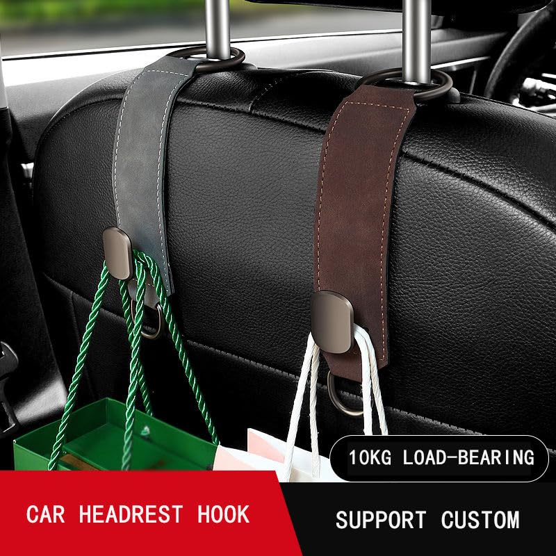 Nibbler Set of 2 Car Seat Hooks, Car Seat Back Storage Hook, Headrest Hooks for Car, Car Hooks for Purses and Bags (Brown) - Image 3