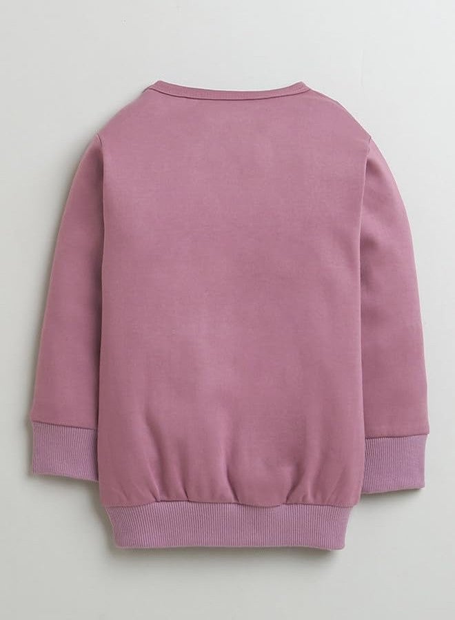 BUMZEE Mauve Girls Full Sleeves Cotton Sweatshirt & Jogger Set Age - 18-24 Months (Peb10002E-muv) - Image 3