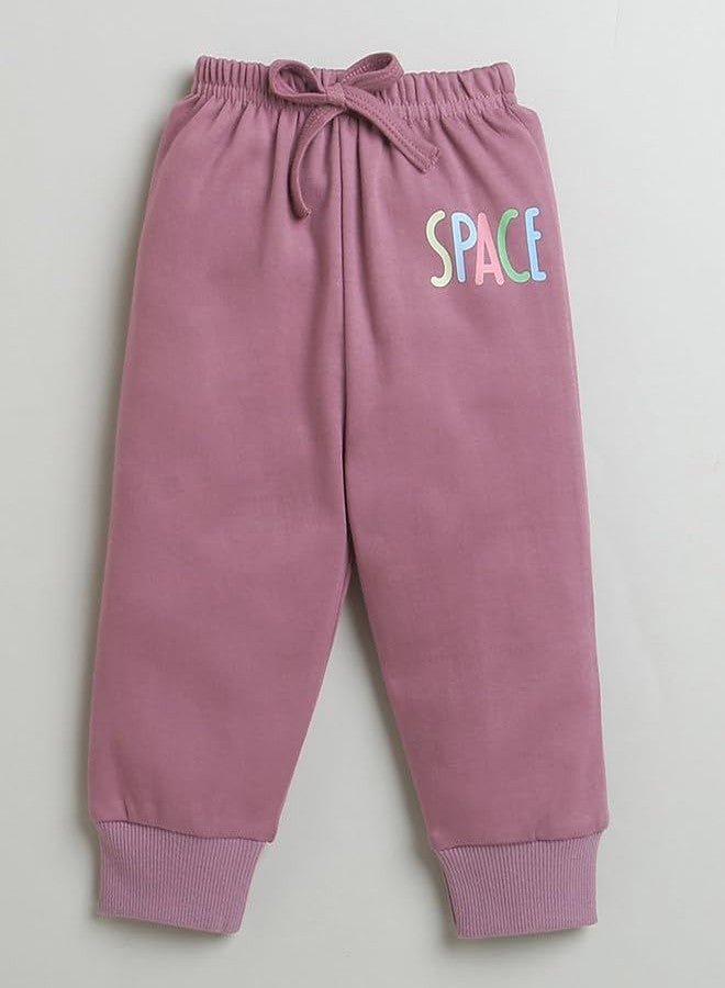 BUMZEE Mauve Girls Full Sleeves Cotton Sweatshirt & Jogger Set Age - 18-24 Months (Peb10002E-muv) - Image 4