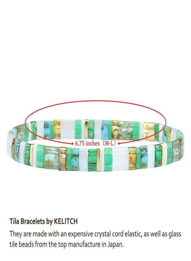 KELITCH Pearl Bead Bracelets Bohomian Stackable Stretch Bracelets Women Tennis Handmade Friendship Bracelets (06B) - Image 5