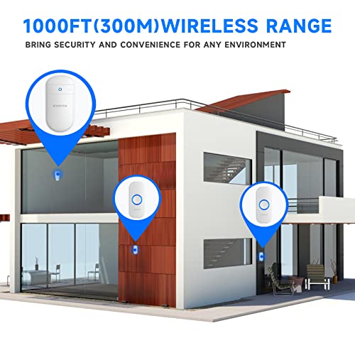 Costar T302 M508 Wireless Door Bell for Home Office with Led Light 300 Meter 1000 Feet Operating Range 32 Ringtones 5 Levels Volume, 1 Receiver and 2 Push Button Ip44 Waterproof, White - Image 4